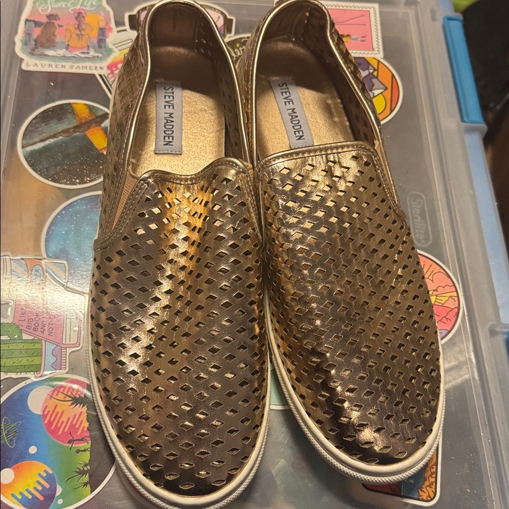 Steve Madden Gold Slip-On Sneakers